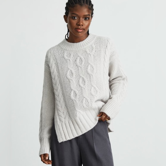Everlane The Cloud Cable Knit Crewneck Sweater Ice - Picture 1 of 11